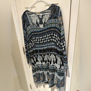 Bohemian Blue and White Patterned Dress